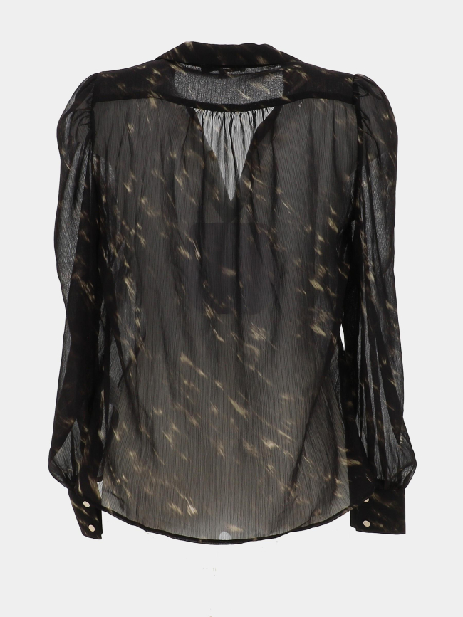 Blouse à col v imprimé cood.f noir et marron femme - Morgan