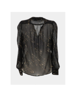 Blouse à col v imprimé cood.f noir et marron femme - Morgan