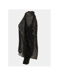 Blouse à col v imprimé cood.f noir et marron femme - Morgan