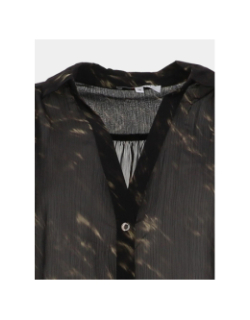 Blouse à col v imprimé cood.f noir et marron femme - Morgan