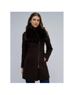 Veste en laine grace avec fourrure marron femme - Salsa