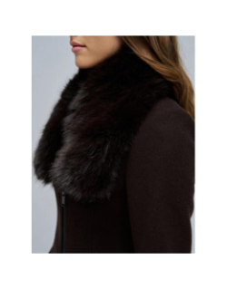 Veste en laine grace avec fourrure marron femme - Salsa