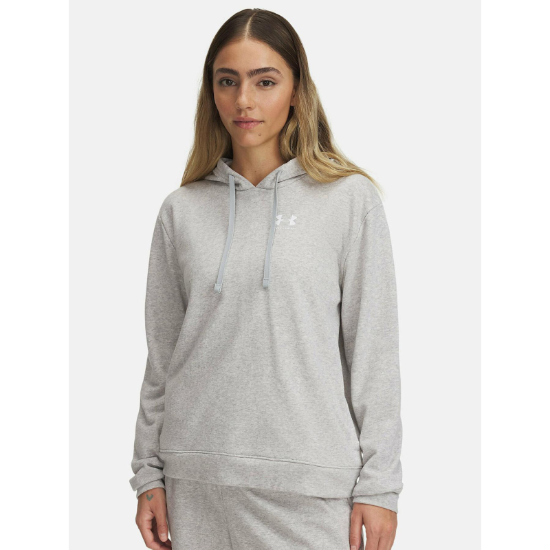 Sweat à capuche chiné ua rival terry gris femme - Under Armour