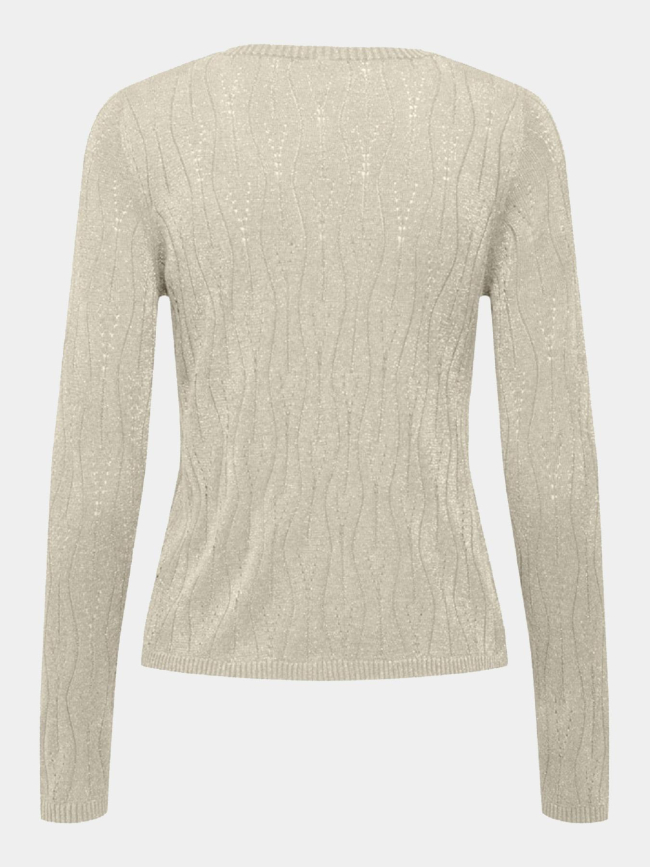 Pull en maille brillant à col v onlmella écru femme - Only