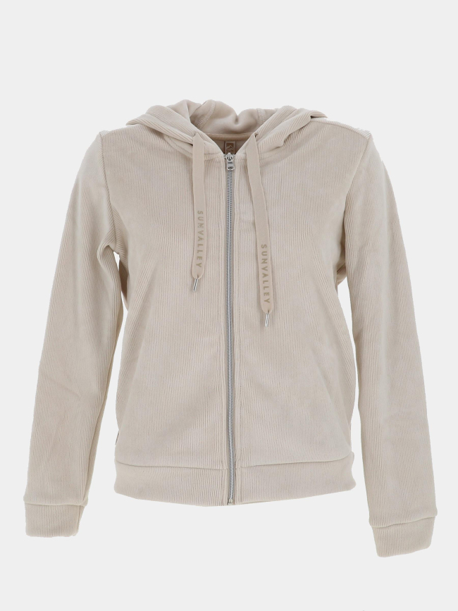 Sweat à capuche en velours côtelé daltreey beige femme - Sun Valley
