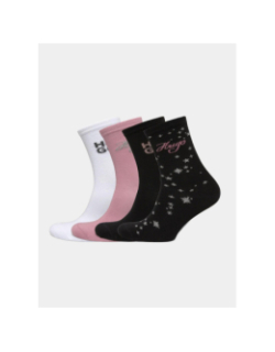 Pack cadeau de 4 paires de chaussettes blanc noir rose femme - Hugo