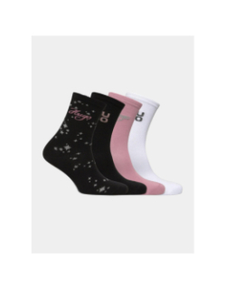 Pack cadeau de 4 paires de chaussettes blanc noir rose femme - Hugo