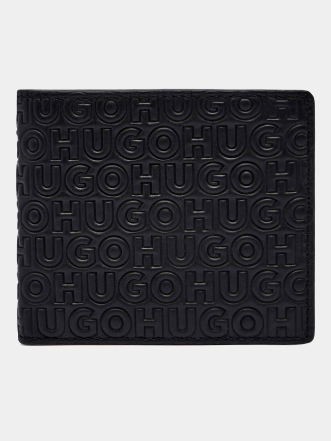 Portefeuille deux volets à multiples logos reliefs noir homme - Hugo