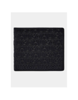Portefeuille deux volets à multiples logos reliefs noir homme - Hugo