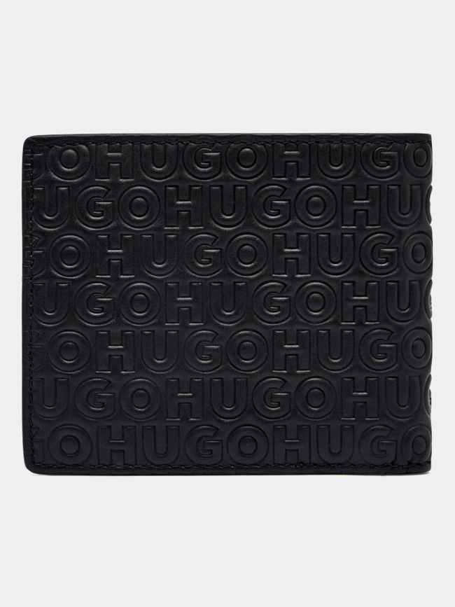 Portefeuille deux volets à multiples logos reliefs noir homme - Hugo