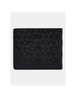 Portefeuille deux volets à multiples logos reliefs noir homme - Hugo