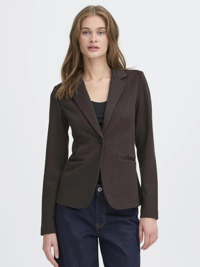 Veste blazer chevron jacquard kate marron femme - Ichi