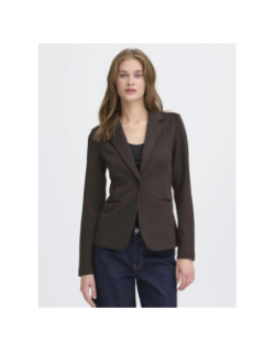Veste blazer chevron jacquard kate marron femme - Ichi