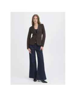 Veste blazer chevron jacquard kate marron femme - Ichi