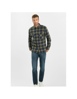 Chemises à carreaux ezir kaki homme - Le Temps Des Cerises