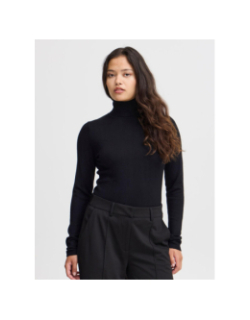 Pull fin col roulé mafa noir femme - Ichi