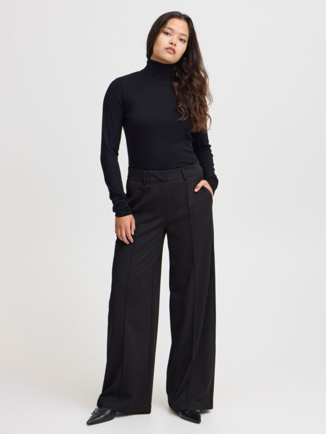 Pull fin col roulé mafa noir femme - Ichi