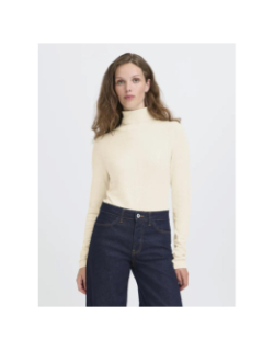 Pull fin col roulé mafa blanc écru femme - Ichi