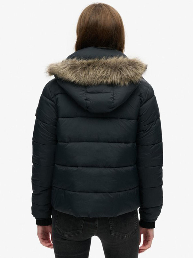 Veste courte à capuche mi-épaisse noir femme - Superdry