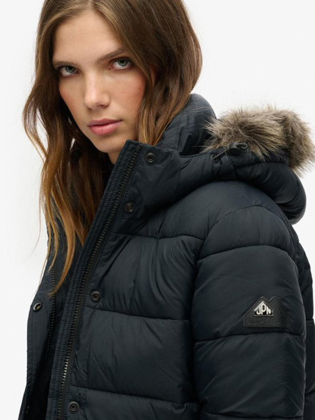 Veste courte à capuche mi-épaisse noir femme - Superdry