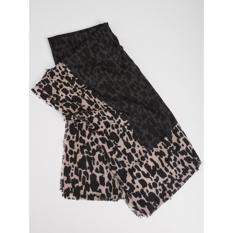 Echarpe léopard bicolore marta noir femme - Le Temps Des Cerises