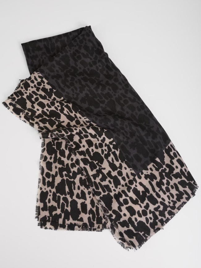 Echarpe léopard bicolore marta noir femme - Le Temps Des Cerises