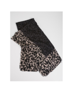 Echarpe léopard bicolore marta noir femme - Le Temps Des Cerises