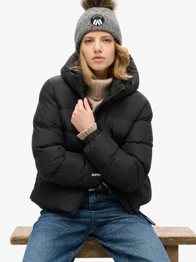 Bonnet en maille torsadé luxe gris femme - Superdry