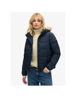 Veste courtes à capuche mi-épaisse bleu marine femme - Superdry