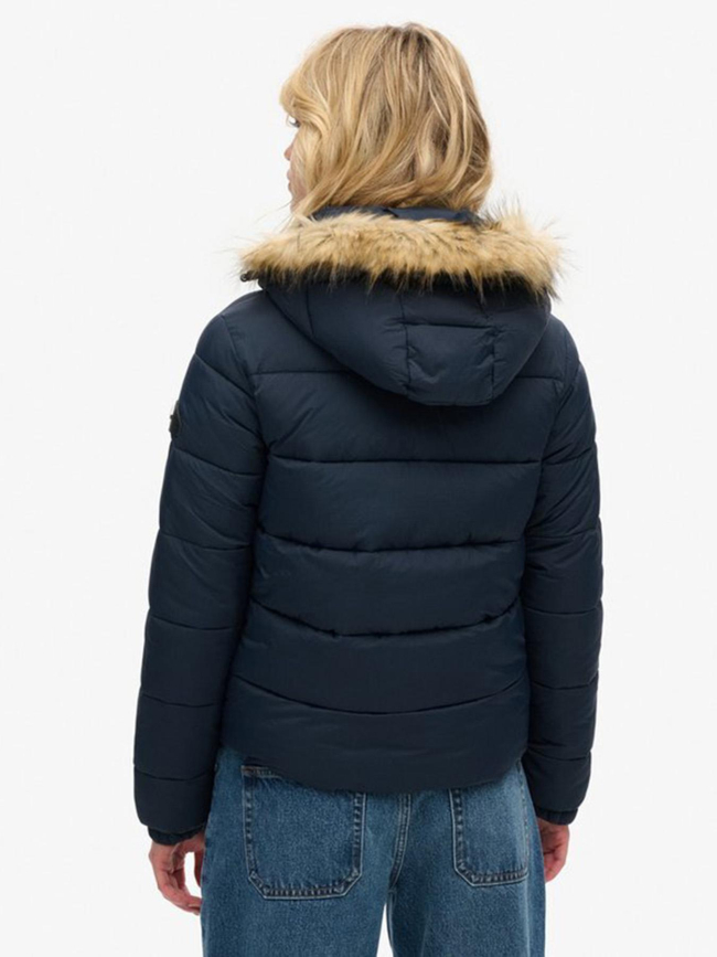 Veste courtes à capuche mi-épaisse bleu marine femme - Superdry