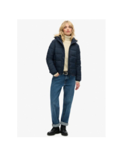 Veste courtes à capuche mi-épaisse bleu marine femme - Superdry
