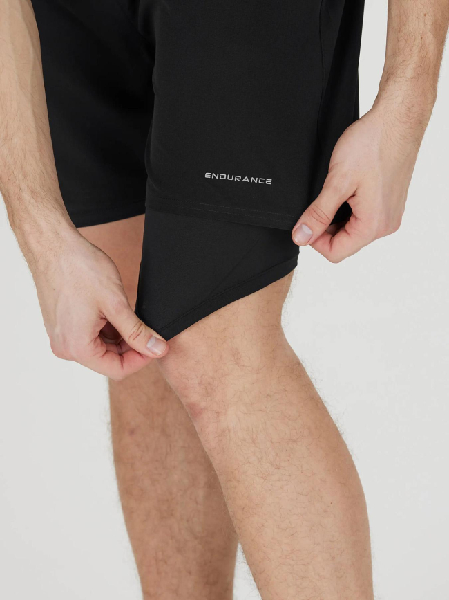 Short de sport 2 en 1 kros noir homme - Endurance