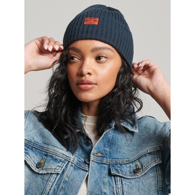 Bonnet en maille workwear bleu marine homme - Superdry