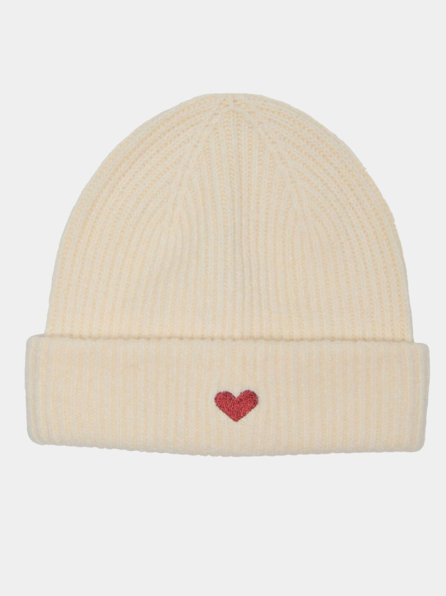 Bonnet cœur brodé hearty écru femme - Only