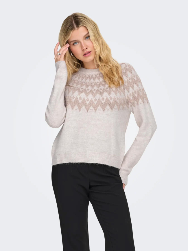 Pull fry glitter beige femme - Only