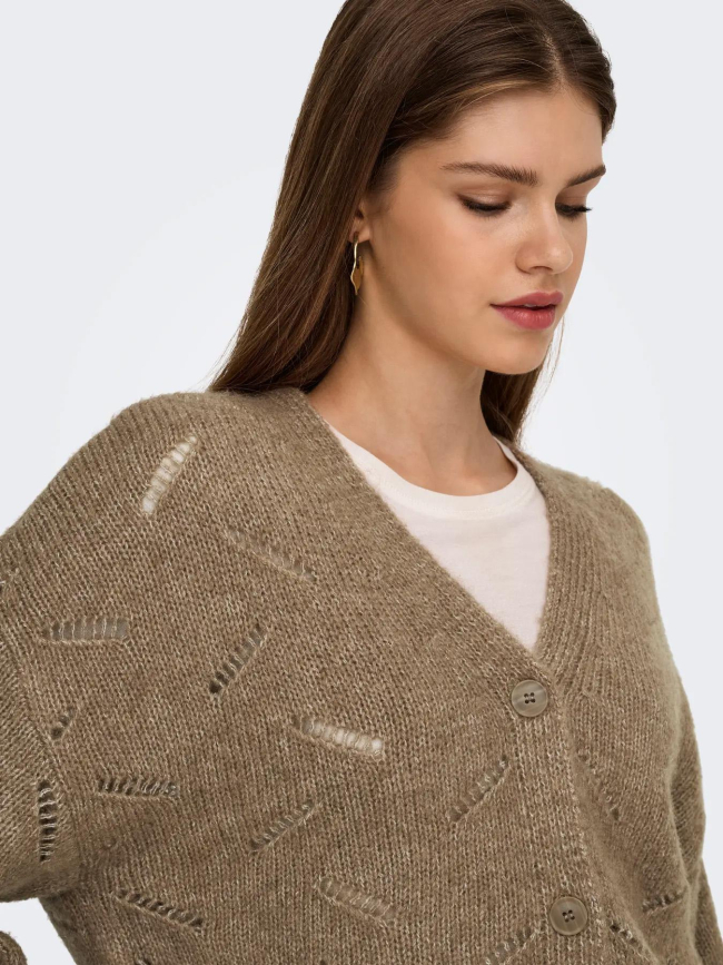 Gilet cardigan laya marron femme - Only