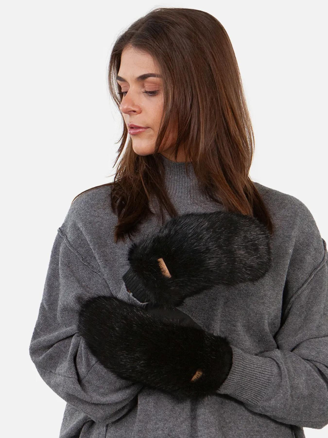 Moufles fausse fourrure fur noir femme - Barts