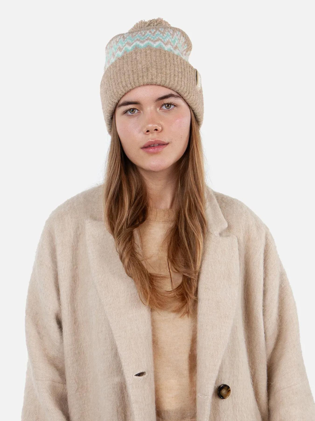 Bonnet à pompon nakarah marron bleu femme - Barts