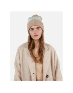 Bonnet à pompon nakarah marron bleu femme - Barts