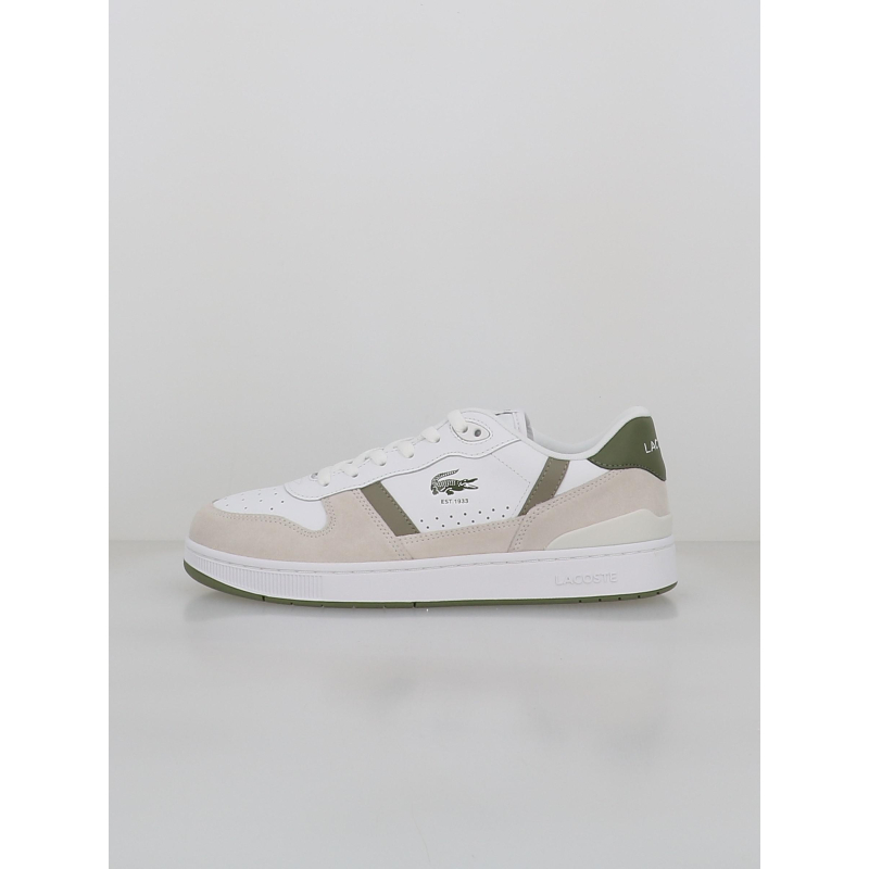 Baskets t-clip set blanc kaki homme - Lacoste