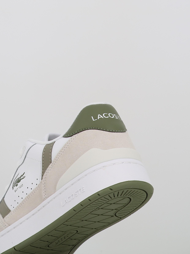 Baskets t-clip set blanc kaki homme - Lacoste