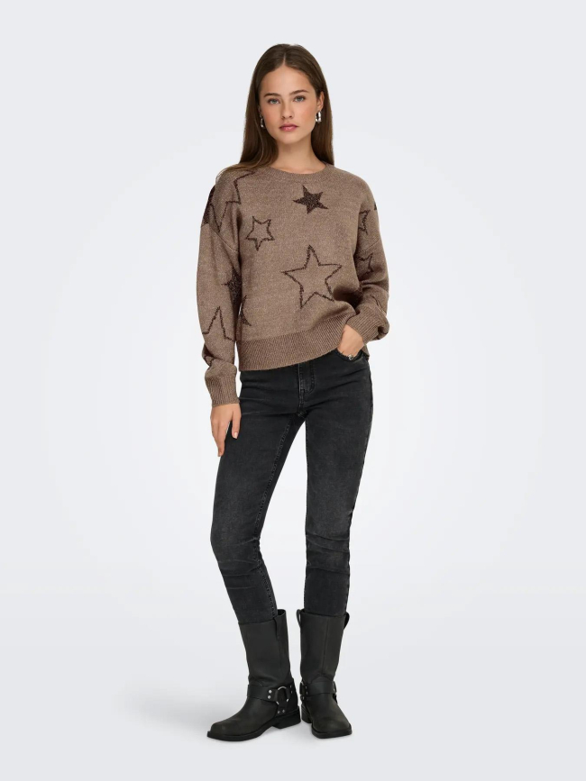 Pull étoiles pailletées rosie marron femme - Only