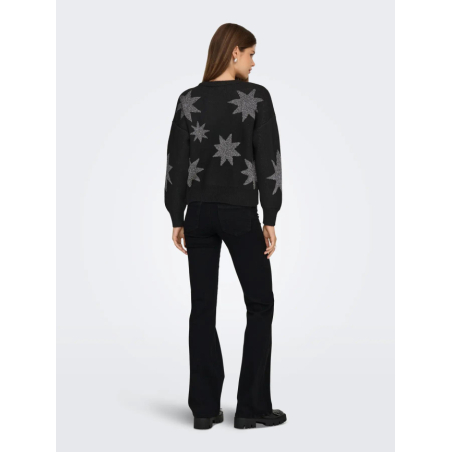 Pull Noir à étoiles Et Manches Volantes Taille L - Marque Degriffe, Occasion Très Bon état