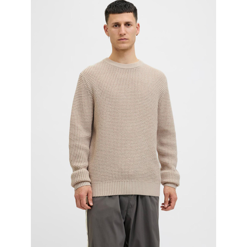 Pull crochet global beige homme - Jack & Jones