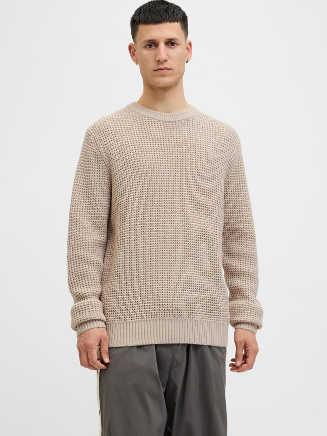 Pull crochet global beige homme - Jack & Jones