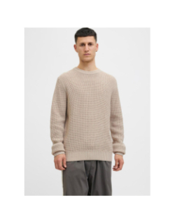 Pull crochet global beige homme - Jack & Jones