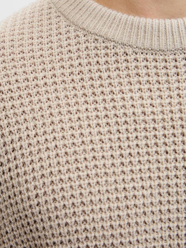 Pull crochet global beige homme - Jack & Jones