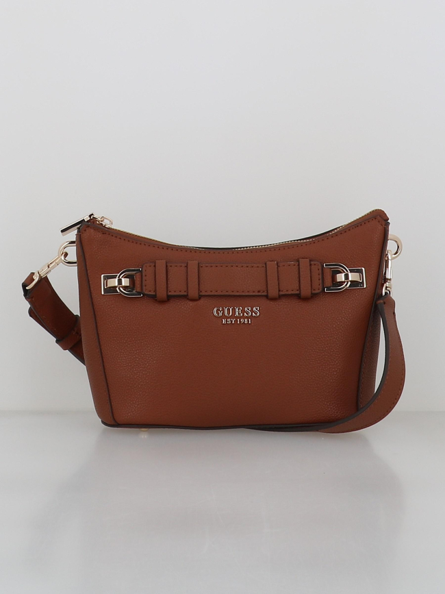 Sac bandoulière chardon zippé waldena marron femme - Guess