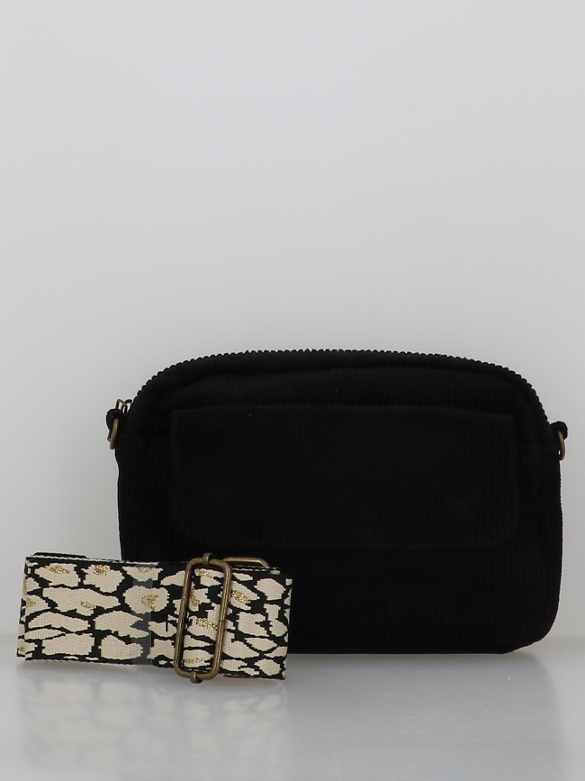 Sac bandoulière en velours côtelé pcmilla noir femme - Pieces
