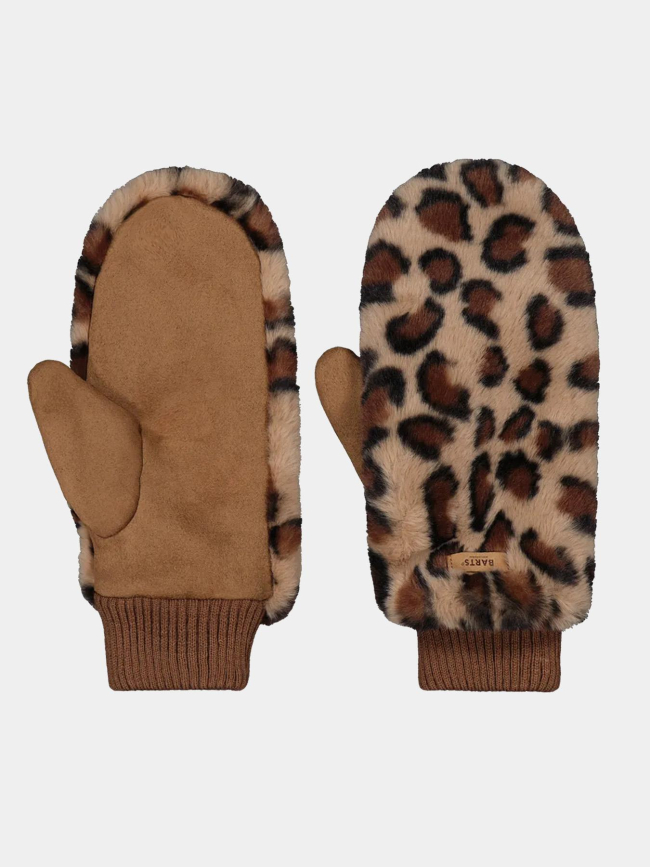 Moufles fausse fourrure léopard marron femme - Barts